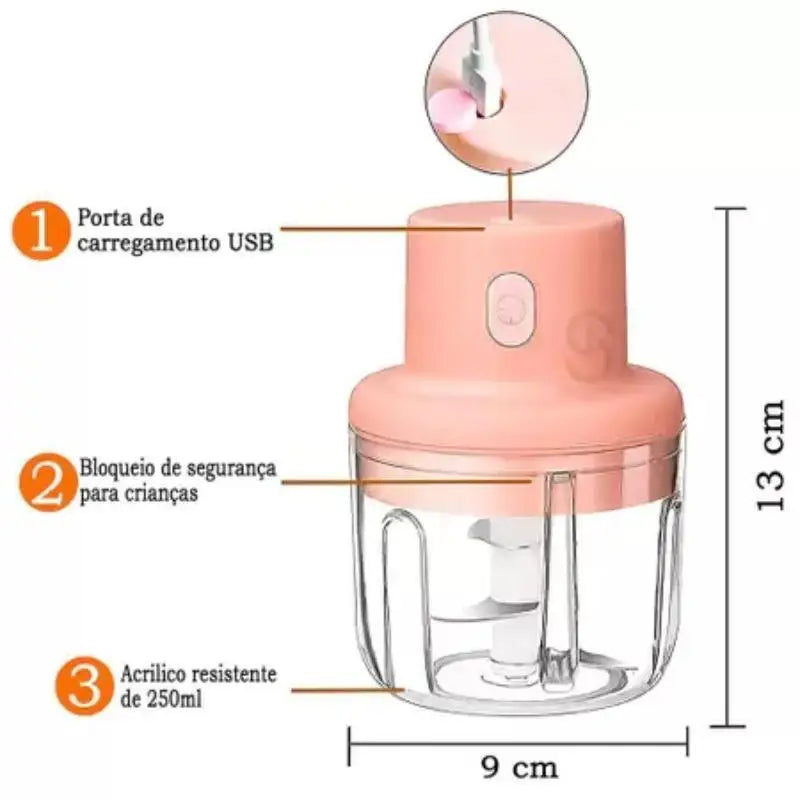 Mini Processador de Alimentos Elétrico 250ml