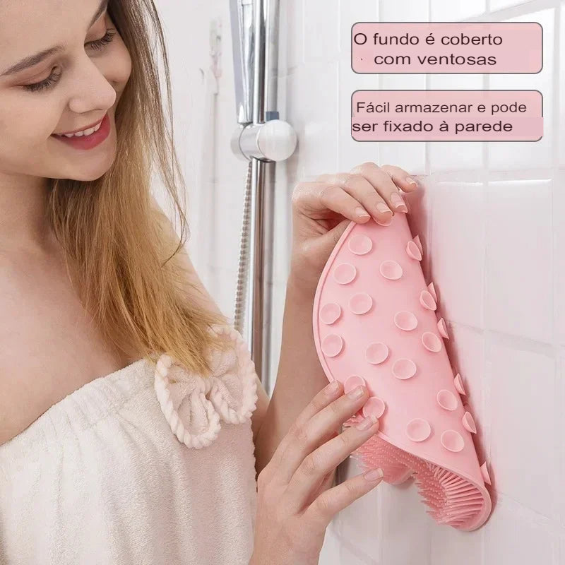 Tapete de chuveiro de Silicone Antiderrapante , escova de massagem, lavagem das costas e do pé com suavizes e relaxamento